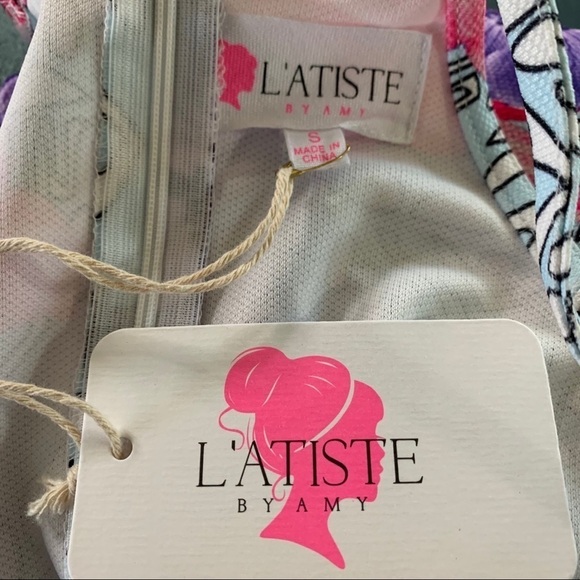 L’atiste By Amy NWT Dress Blue Pink Floral Dress - Picture 9 of 11